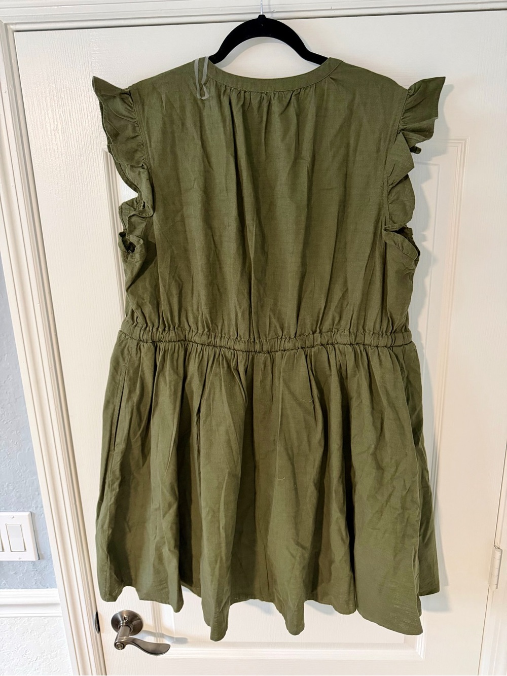 Time and Tru Olive Green V-Neck Button-Front Dress - Picture 4 of 5
